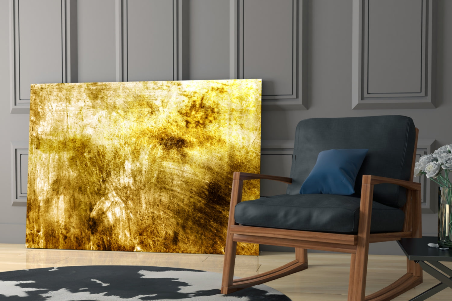 Yellow Abstract Pattern Glass Wall Art.