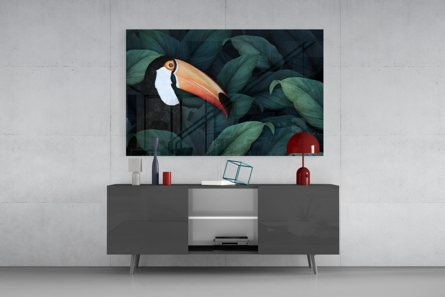 Toucan Parrot Glass Wall Art.