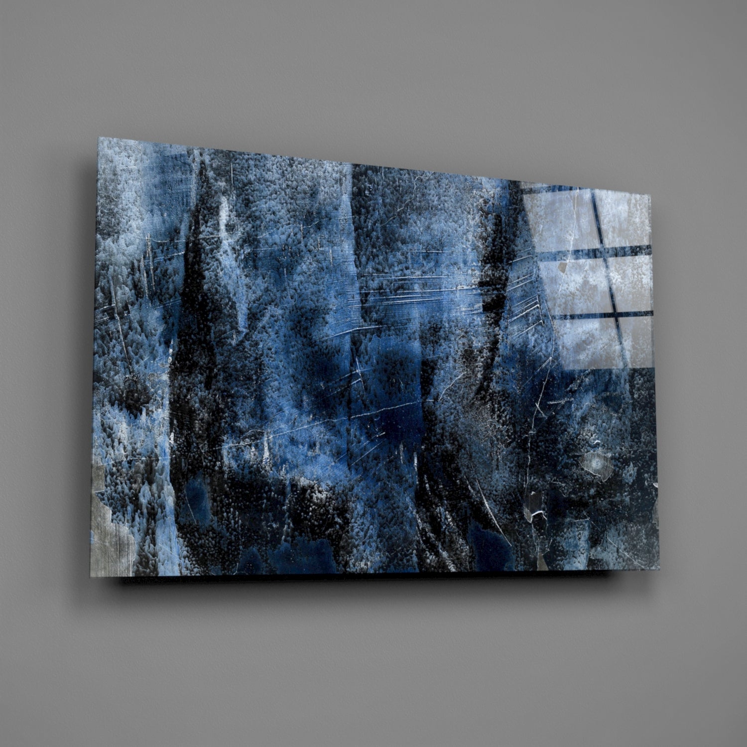Blue Abstract Pattern Glass Wall Art.