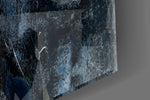 Blue Abstract Pattern artwork anchoring a contemporary wall in moody palette