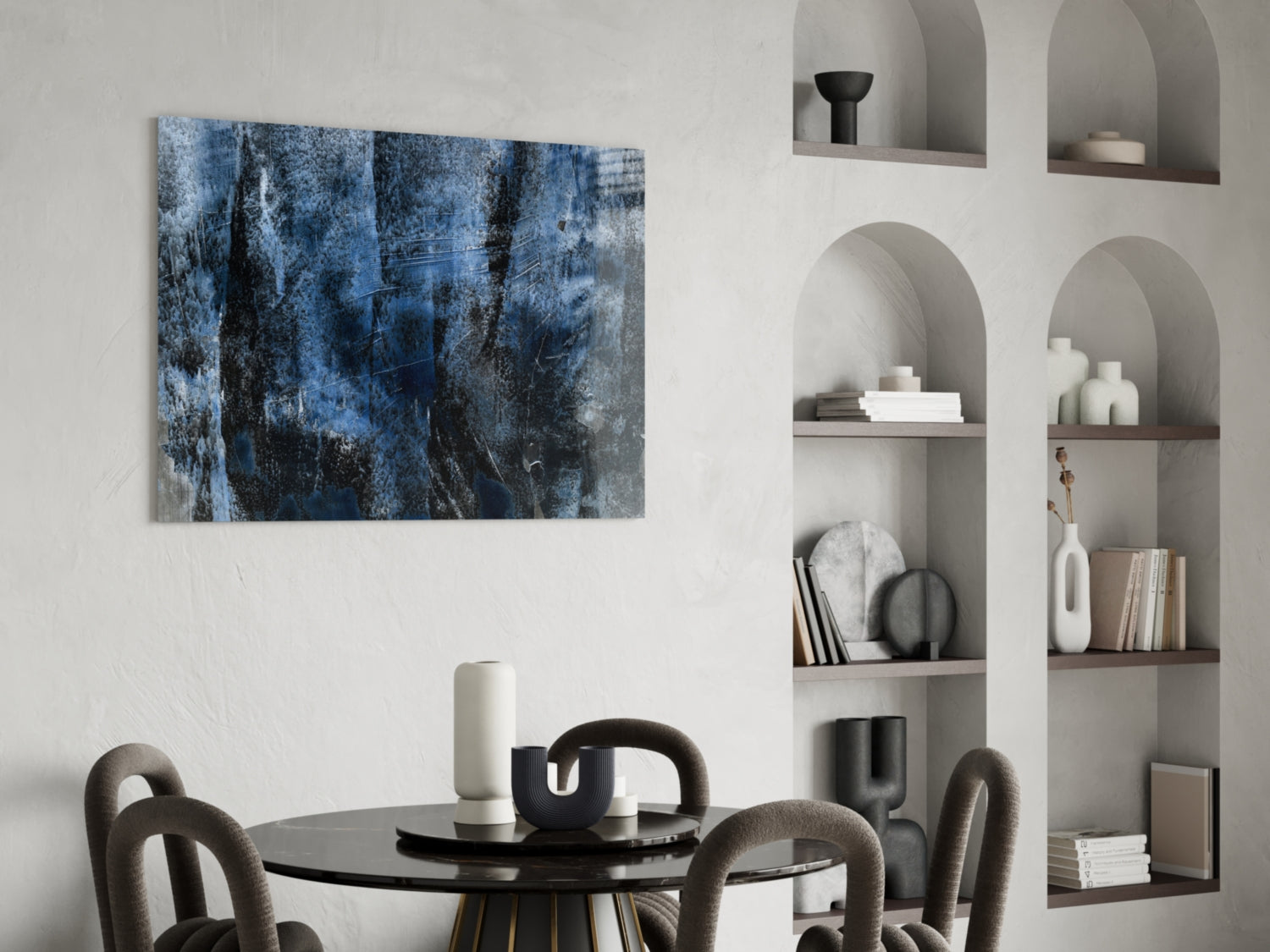 Blue Abstract Pattern Glass Wall Art.