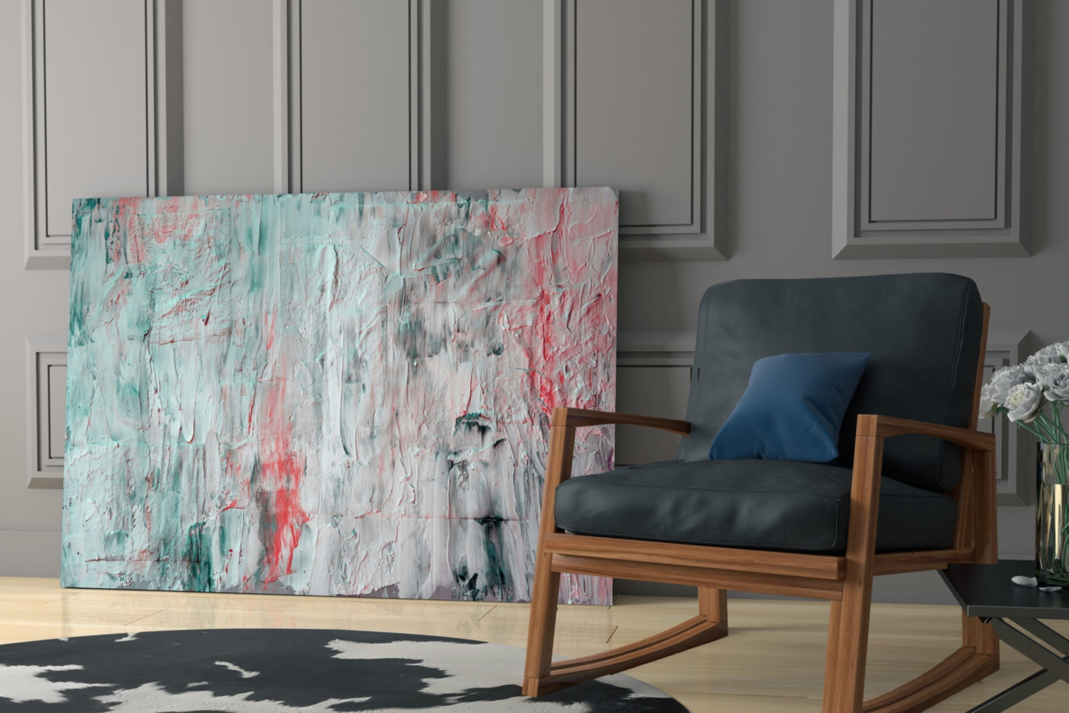 Oil Art Effect Abstract Pattern Glass Wall Art.