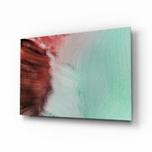 Green Abstract Pattern glass wall art displayed above a console in a designer interior