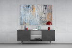 Abstract Pattern panel catching soft light to reveal its impasto drips