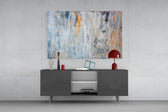 Abstract Pattern panel catching soft light to reveal its impasto drips