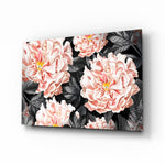 Flower glass wall art displayed above a console in a designer interior