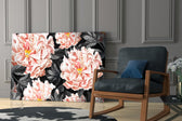 Flower glass print enhancing a hallway with quiet drama