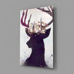 Floral-crowned stag panel bringing mystical nature to a contemporary living space