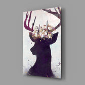 Floral-crowned stag panel bringing mystical nature to a contemporary living space