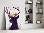 Deer glass print enhancing an entry hall with ceremonial presence
