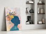 Woman Portrait glass print enhancing a dressing area with romantic grace