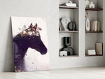 Horse glass print enhancing a reading nook with gentle mood