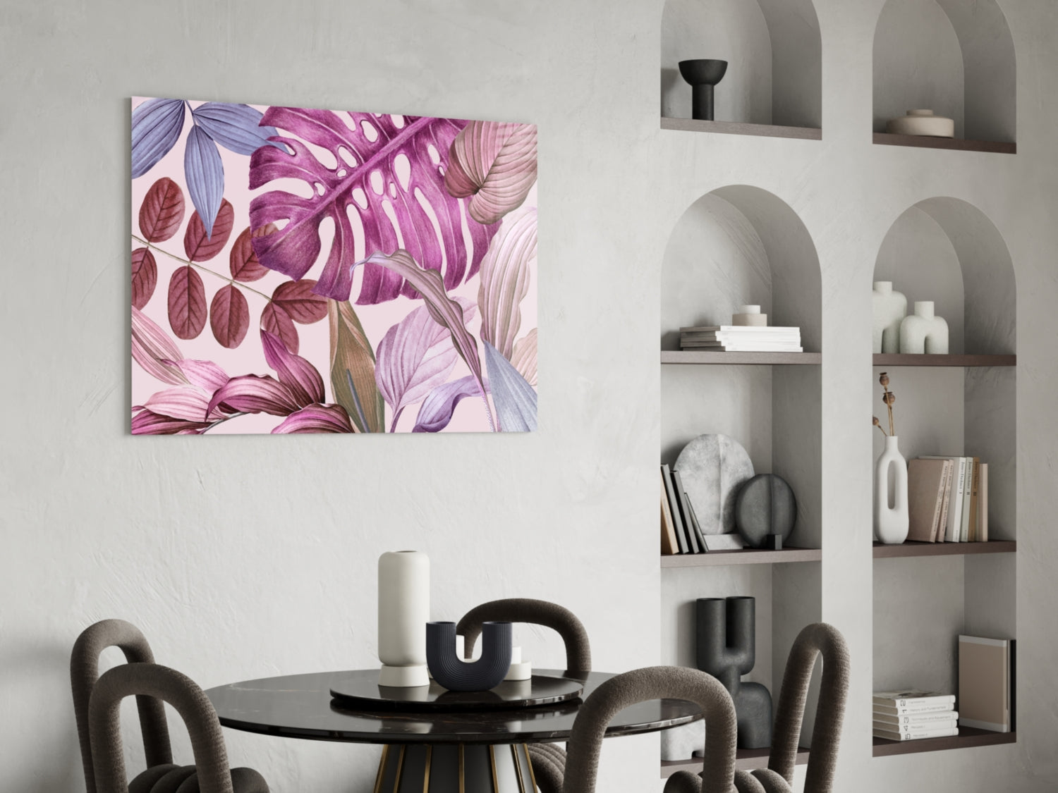 Tropical Leaves Glass Wall Art.