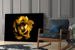 Yellow Flower glass print enhancing a hallway with floral spark