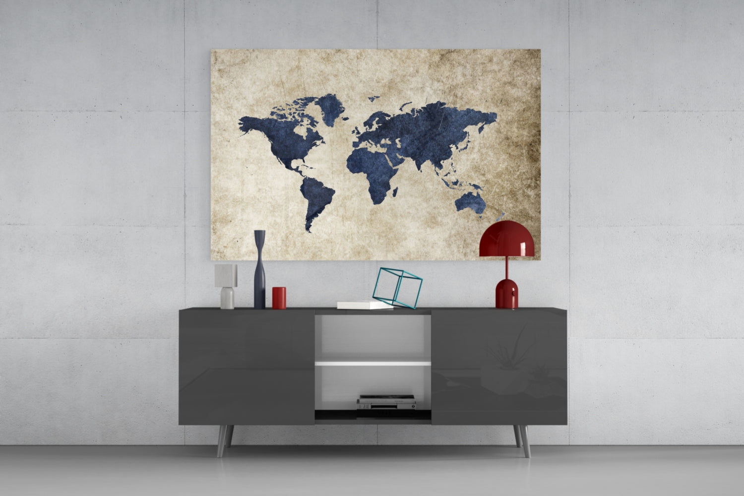 World Map Glass Wall Art.