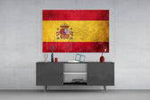 Flag of Spain panel catching warm light to reveal its impasto strokes