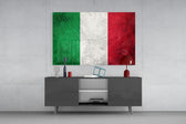 Flag of Italy panel catching warm light to reveal its impasto strokes