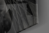 Interesting Architectural artwork anchoring a modernist-themed wall in moody palette