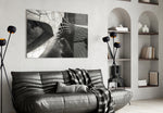 Interesting Architectural glass wall art styled in an executive office