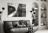Interesting Architectural glass wall art styled in an executive office