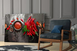 Red Peppers glass print enhancing a hallway with appetite-spark