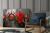 Red Peppers glass print enhancing a hallway with appetite-spark
