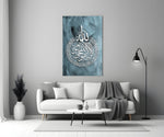 Close-up detail of the Ayat al-Kursi calligraphy on teal wash