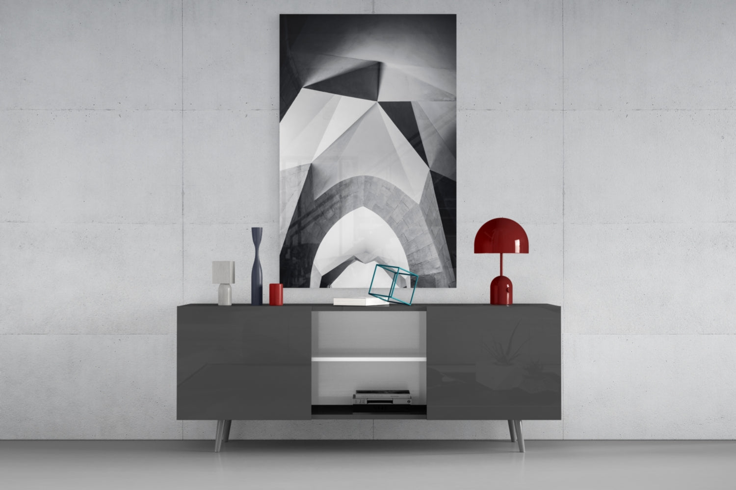 Architectural Geometric Shapes Glass Wall Art.