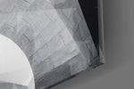 Architectural Geometric Shapes artwork anchoring a library with refined palette