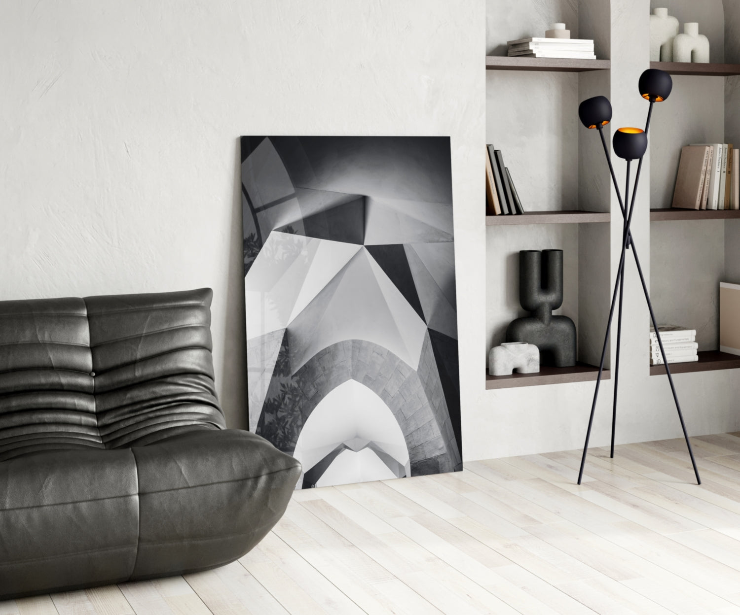 Architectural Geometric Shapes Glass Wall Art.