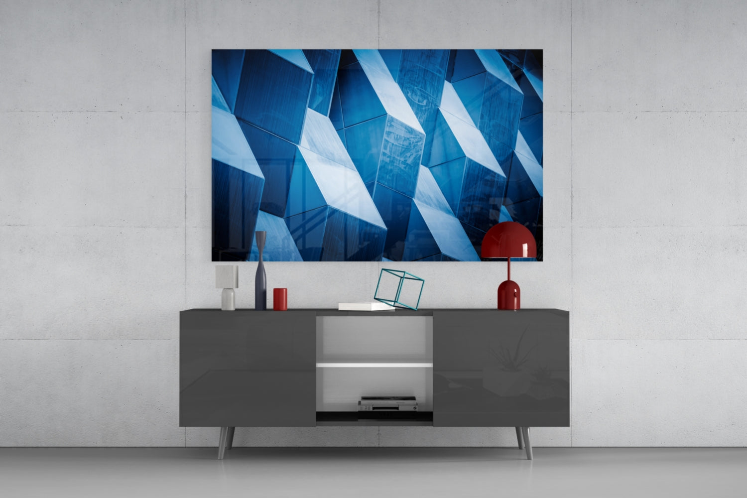 Architectural Geometric Shapes Glass Wall Art.