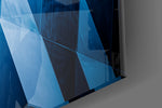 Architectural Geometric Shapes artwork anchoring a modernist-themed wall in moody palette
