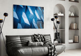 Architectural Geometric Shapes glass wall art styled in an executive office