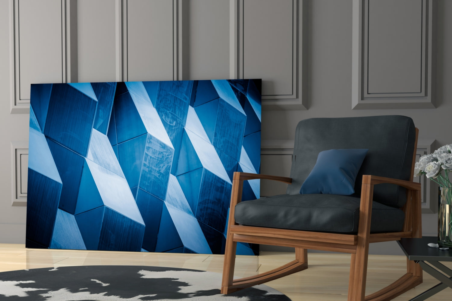 Architectural Geometric Shapes Glass Wall Art.