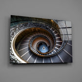 Marble staircase panel bringing cathedral drama to a contemporary living space