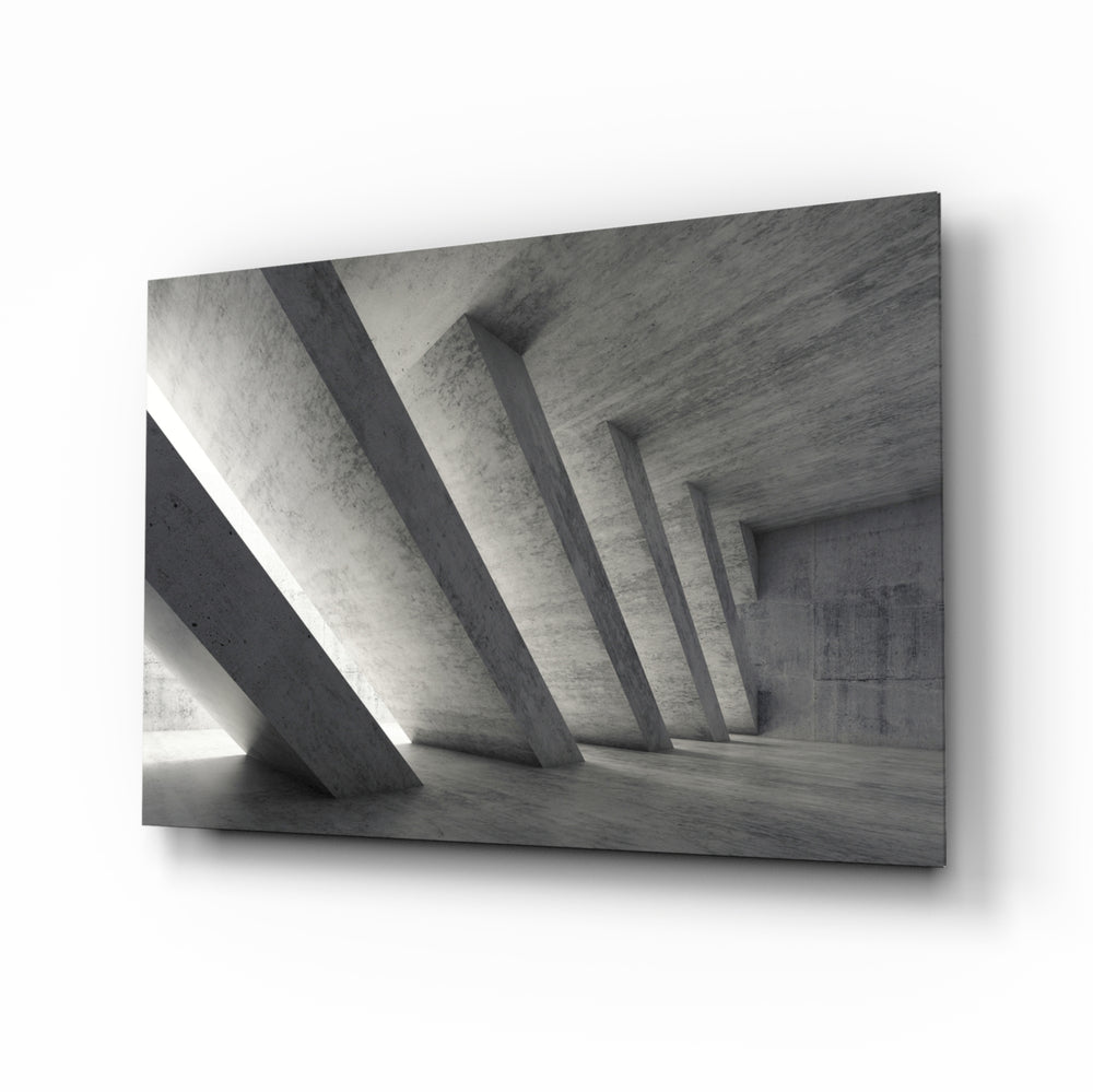 Architectural Walls glass wall art displayed above a console in a designer interior