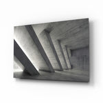 Architectural Walls glass wall art displayed above a console in a designer interior