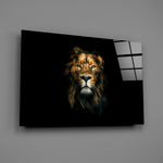 Low-key lion panel bringing regal authority to a contemporary living space