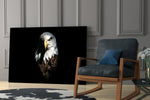 Eagle glass print enhancing a hallway with sentinel gaze