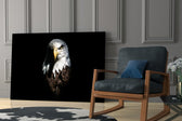 Eagle glass print enhancing a hallway with sentinel gaze