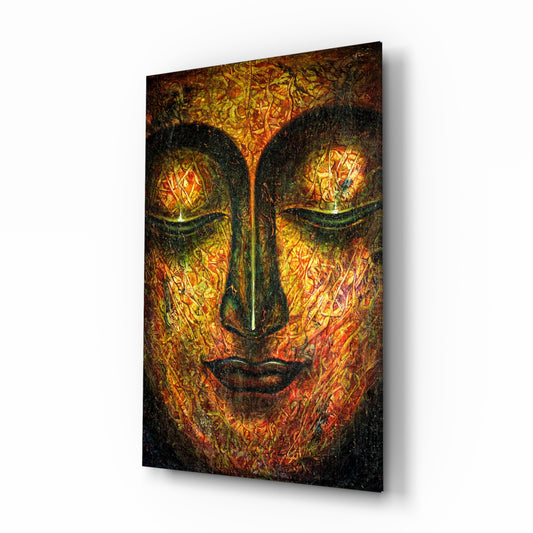 Sculpture glass wall art displayed above a console in a designer interior