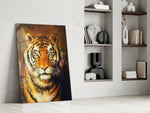 Tiger glass print enhancing a library with classical taste