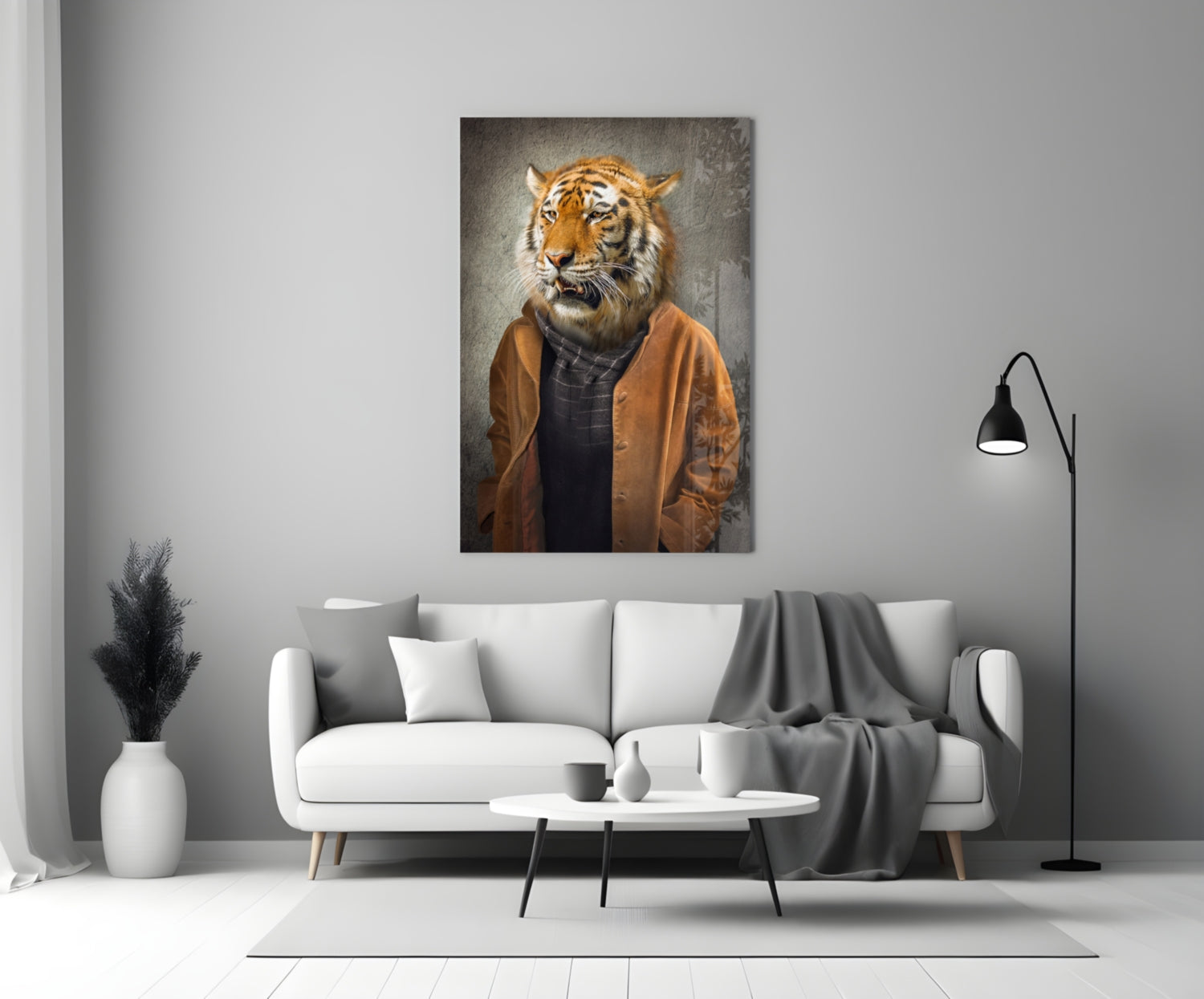 Tiger Head Glass Wall Art.