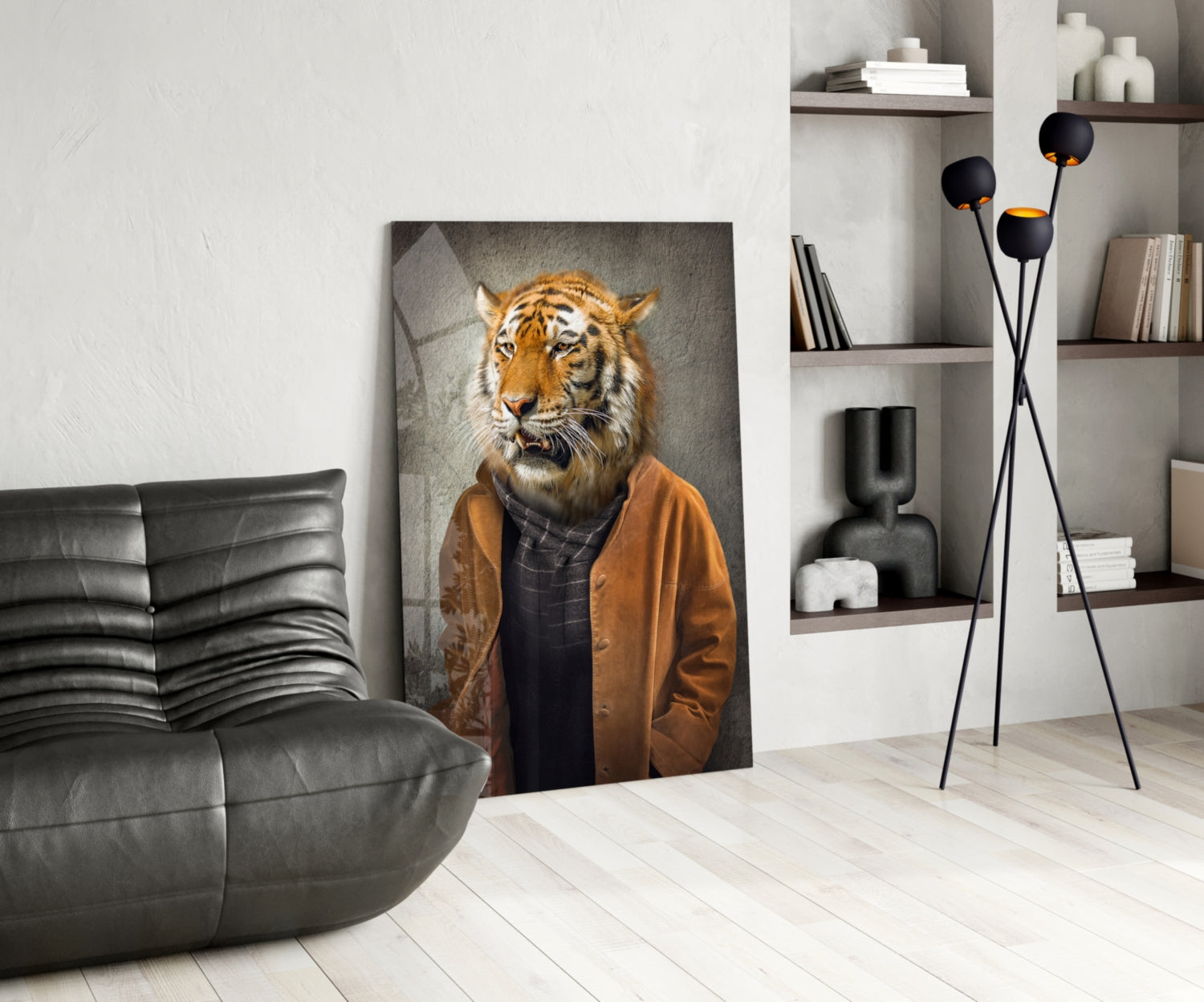 Tiger Head Glass Wall Art.