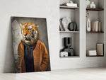 Tiger Head glass print enhancing a hallway with character