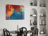 Abstract Colors panel adding statement energy to a lounge