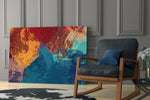 Abstract Colors glass print enhancing a hallway with vivid drama