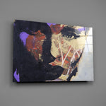 Collage portrait panel bringing imaginative pulse to a contemporary living space