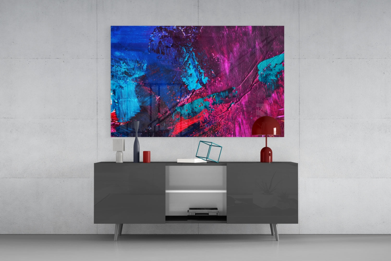 Abstract Colors Glass Wall Art.