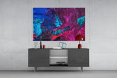 Abstract Colors panel catching daylight to reveal its impasto edges